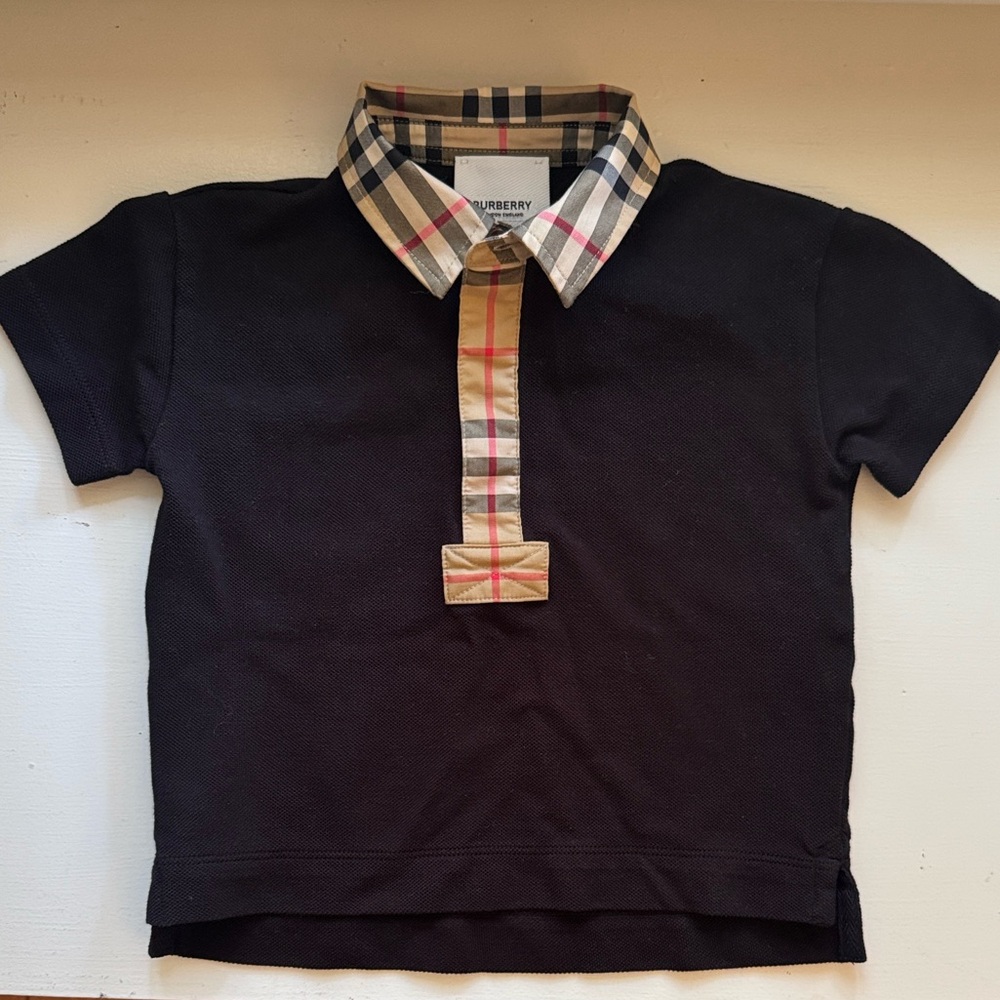 Burberry Kids Polo Check Collar - Black